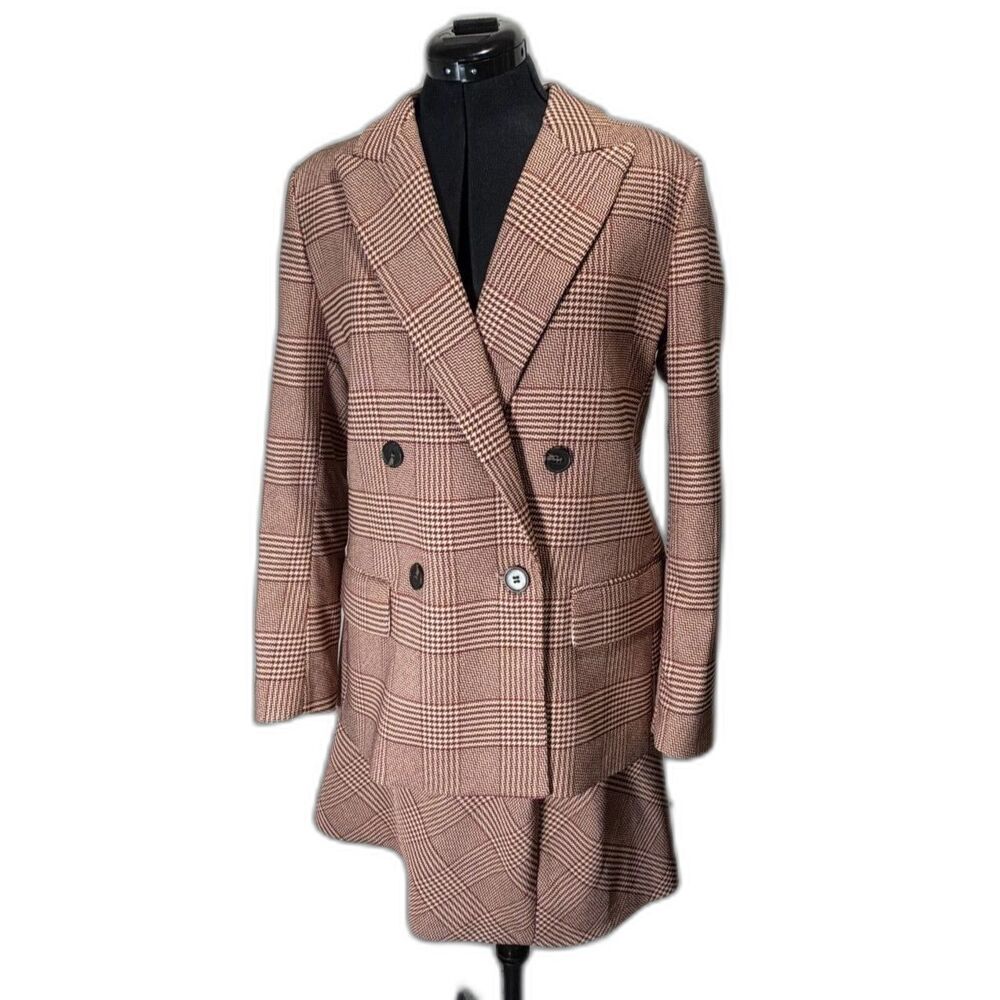 H&M Houndstooth Double Breasted Blazer & Skirt Set